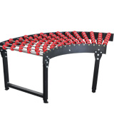 Curved conveyor with wheels 